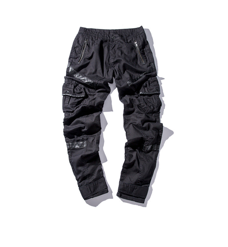 Guys Fitted Dark Denim Velcro Cinched Joggers
