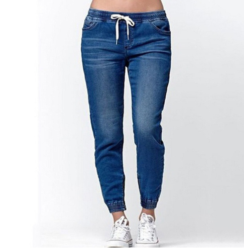 Ladies Fitted Denim Drawstring Jeans