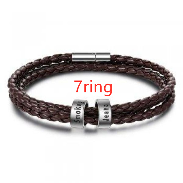 Personalized Black Braided Leather Bracelet