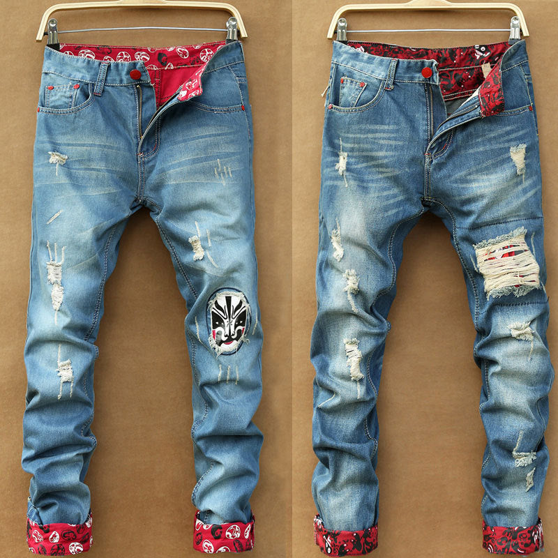 Guys Vintage Distressed Pleated Jeans