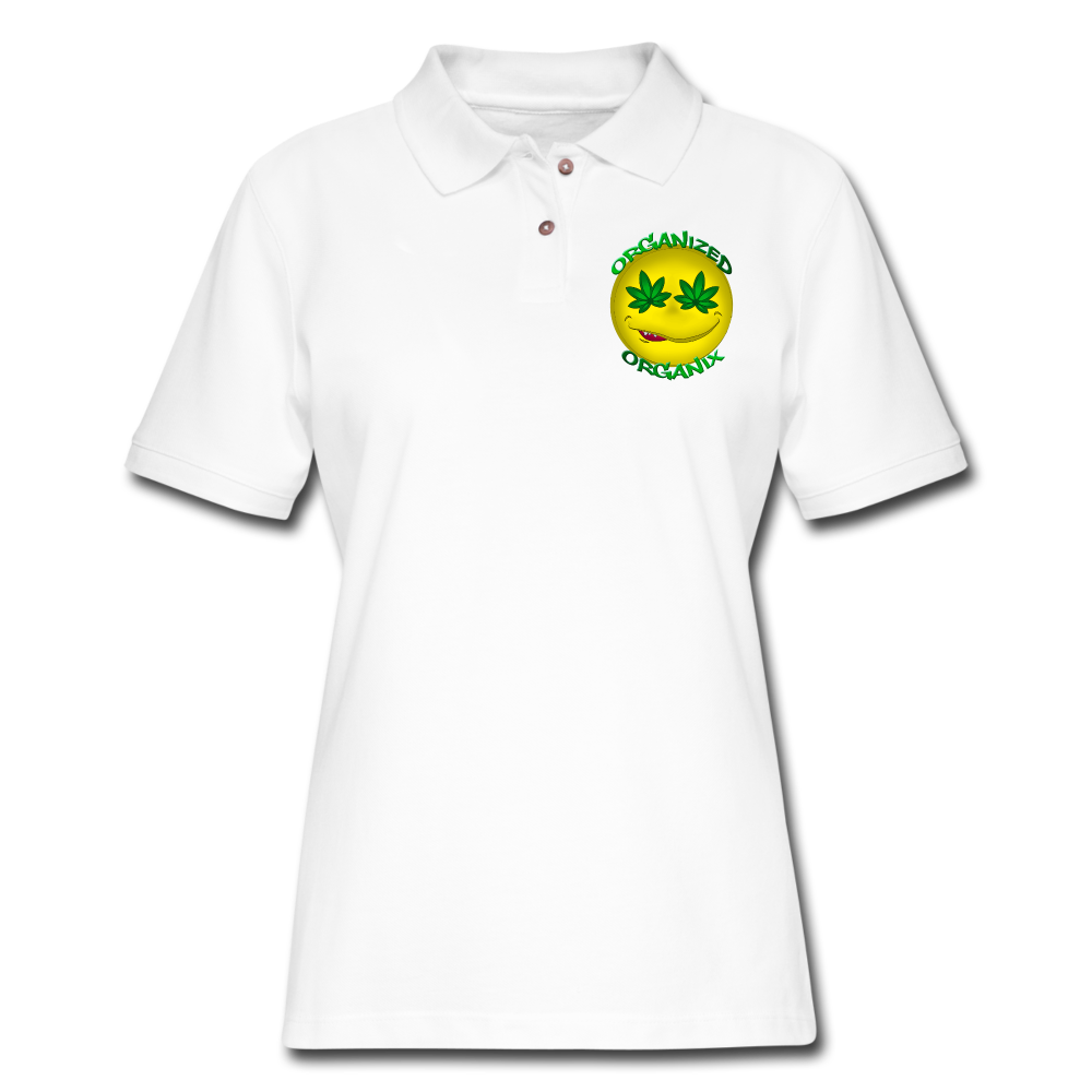 Organized Organix Branded Ladies Polo Shirt - white