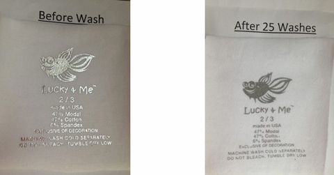 before wash and after wash care and content label