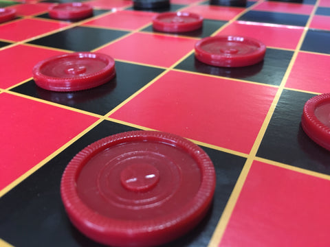 Checkers board with checkers