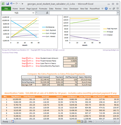 student loan calculator - excel spreadsheet