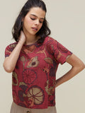 Bombay Paisley Multi Floral Printed Crop T-Shirt