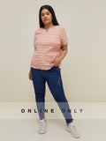 Sassy Soda Curves Coral And Beige Betty Top