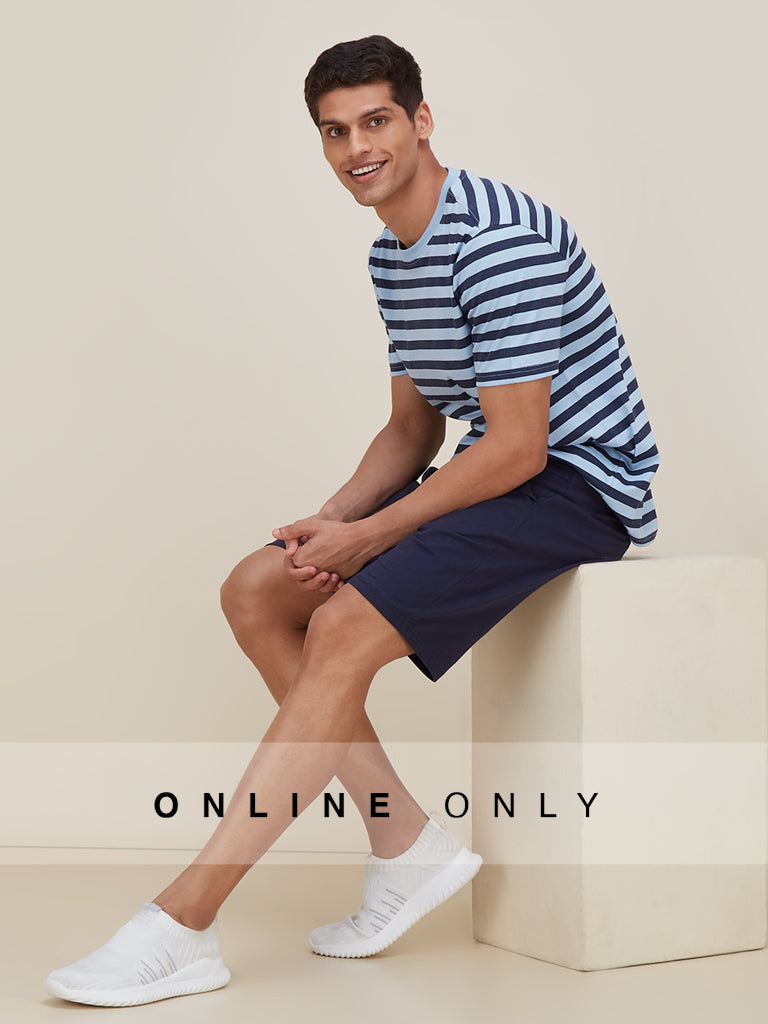 WES Lounge Blue Striped Relaxed Fit Set
