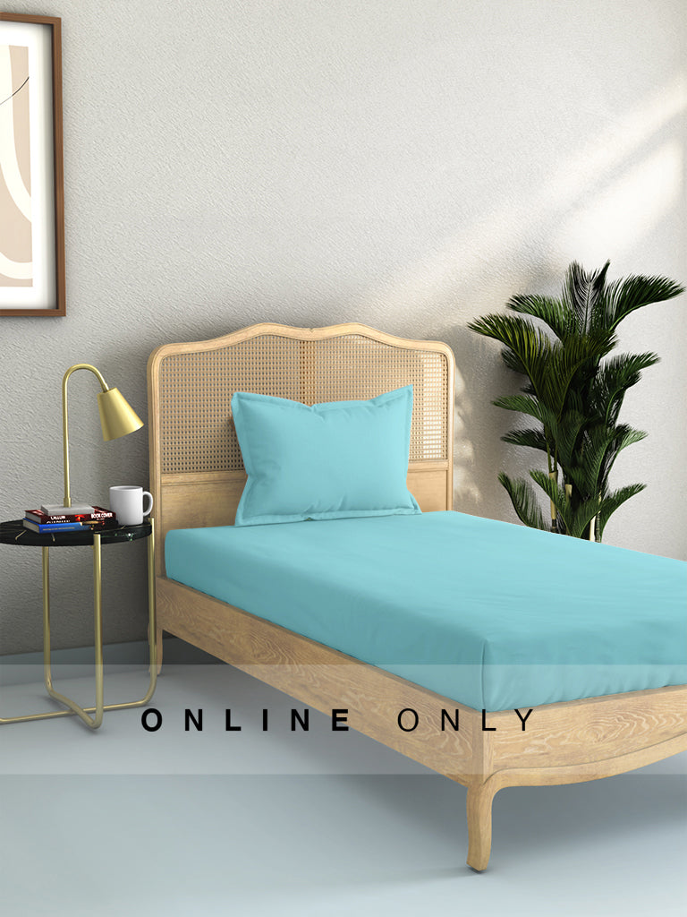 Westside Home Aqua Solid Design 144TC Single Bedsheet with One Pillowcase