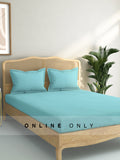 Westside Home Aqua Solid Design 144TC King Bedsheet with Two Pillowcases