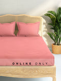 Westside Home Pink Solid Design 144TC Double Bedsheet with Two Pillowcases