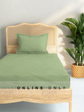 Westside Home Green Solid Design 144TC Single Bedsheet with One Pillowcase