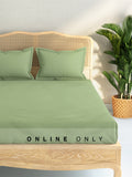Westside Home Green Solid Design 144TC Double Bedsheet with Two Pillowcases