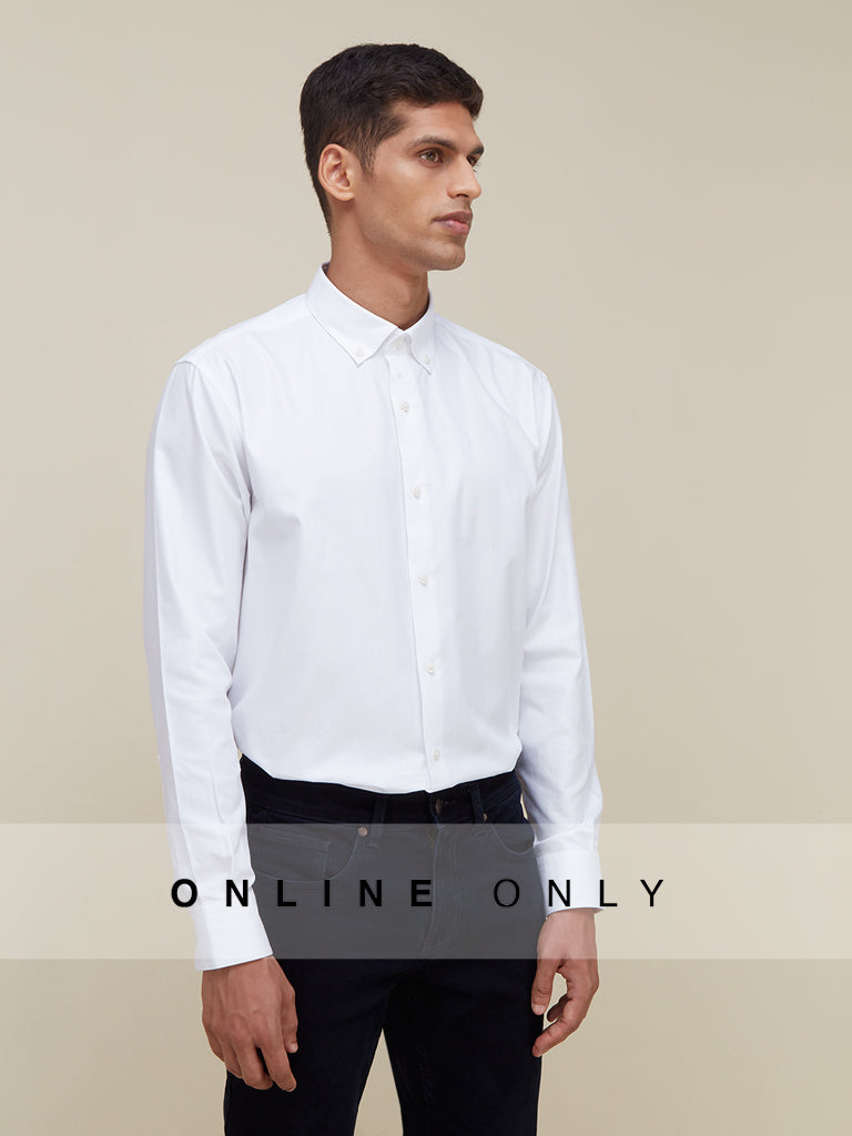 Ascot Luxury White Solid Relaxed Fit Shirt