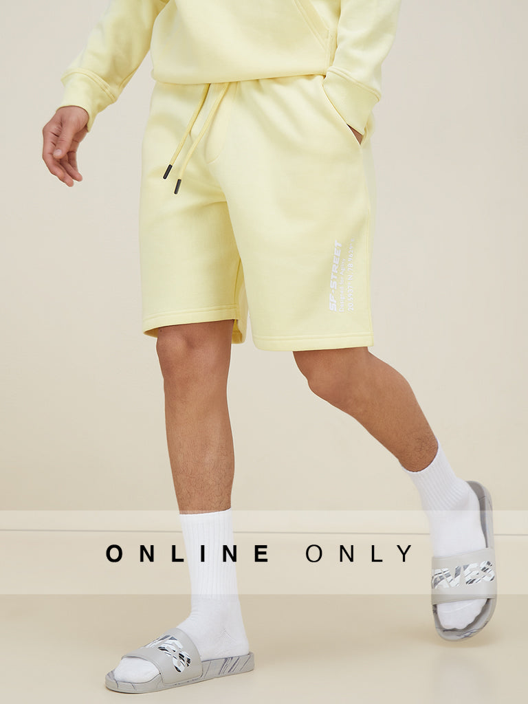 Studiofit Light Yellow Relaxed-Fit Shorts