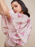 Bombay Paisley Dull Pink Floral-Design Crop Top