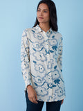 Utsa Off-White Floral-Design Ethnic Shirt