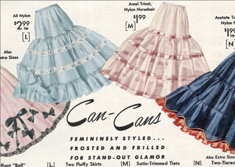 A Vintage Crinoline Ad where they are called Can-Cans! Read more at Tatyana Boutique!