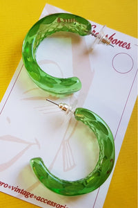 Bow & Crossbones - Snake Charmer Carved Fakelite Earrings -Green