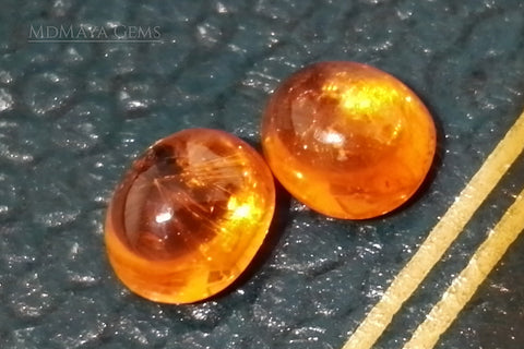 Pair Mandarin Spessartite Garnets cabochon cut