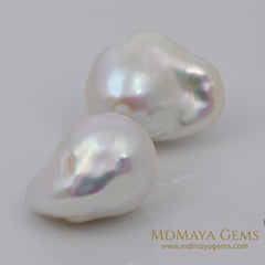 White Baroque Freshwater Pearls Pair 49.21 ct