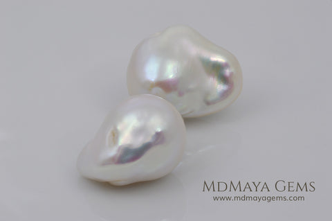   White Baroque Freshwater Pearls Pair 49.21 ct