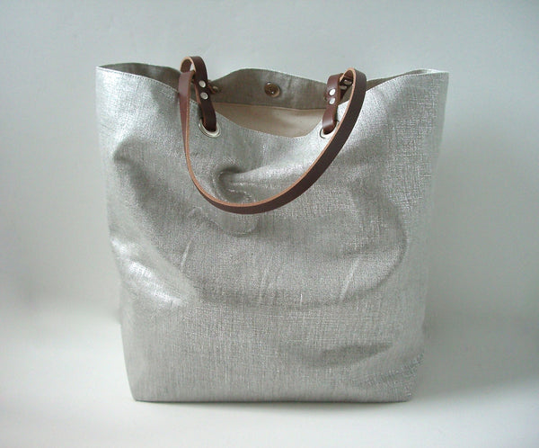 silver beach bag