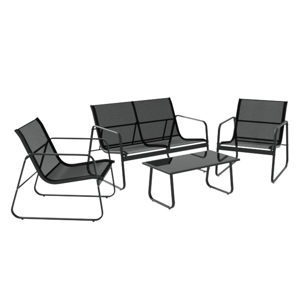 havana sling 4 piece lounge set in black