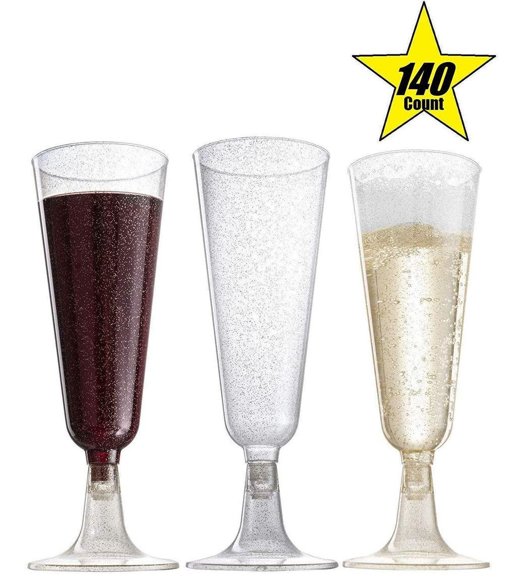 140 pc Plastic Classicware Glass Like Champagne Wedding Parties Toasting Flutes Party Cocktail Cups Clear