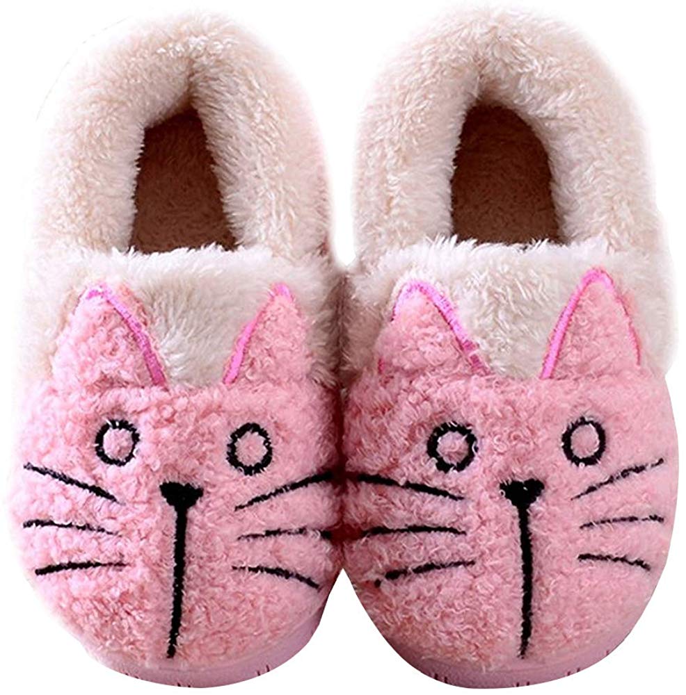 Women Kids Family Cute Cat Warm House Slippers Booties