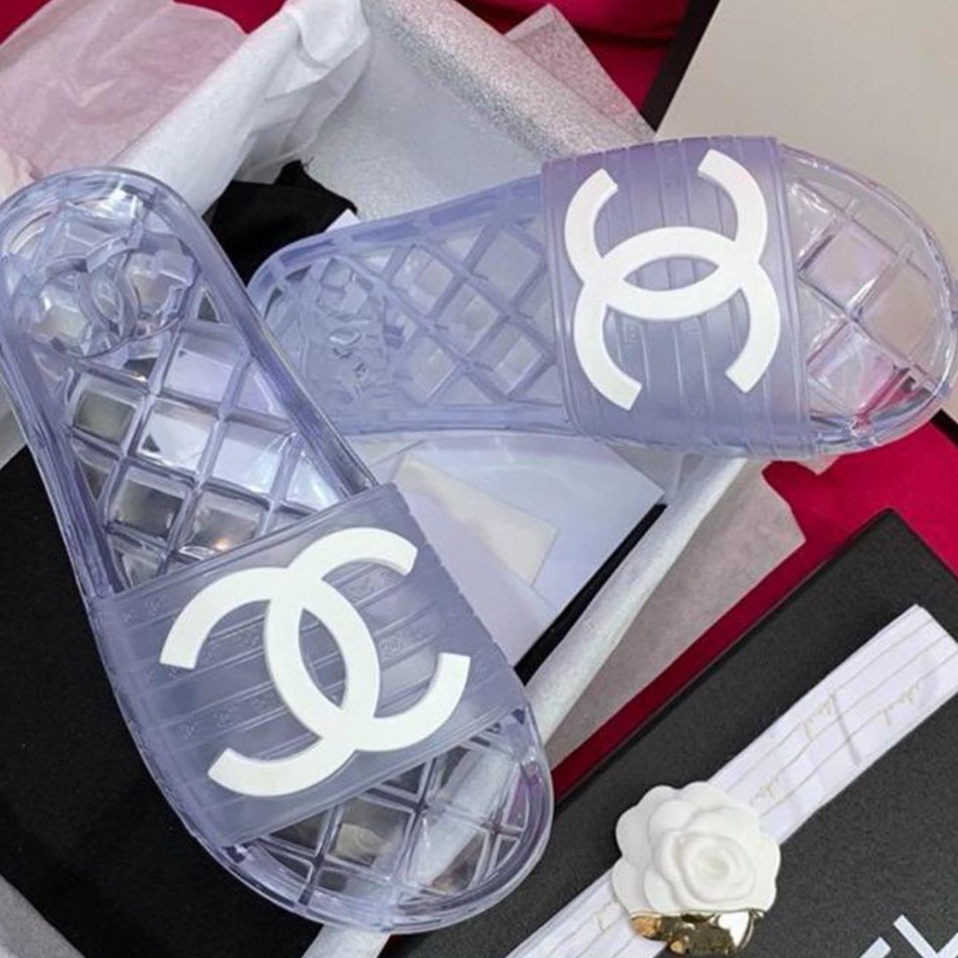 chanel slippers clear