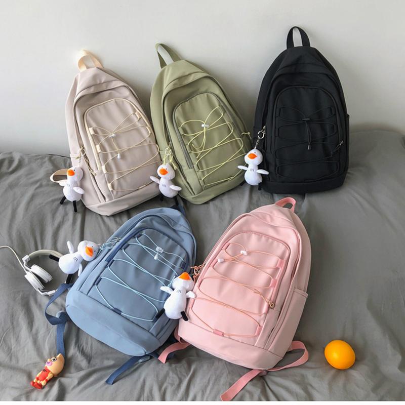 Lace-up Backpack Lightweight Casual Large School Bag for Girls Boys