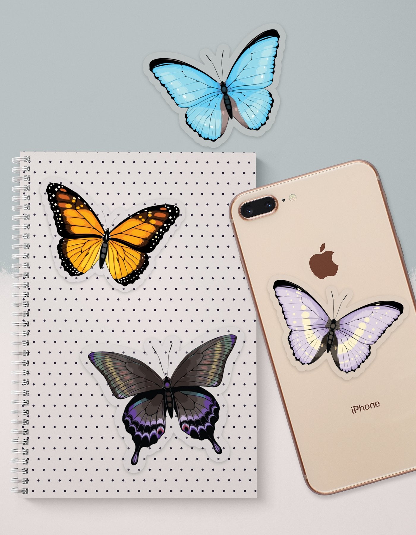 love fitness butterflies stickers sticker pack in 4 beautiful colors blue purple light purple and orange