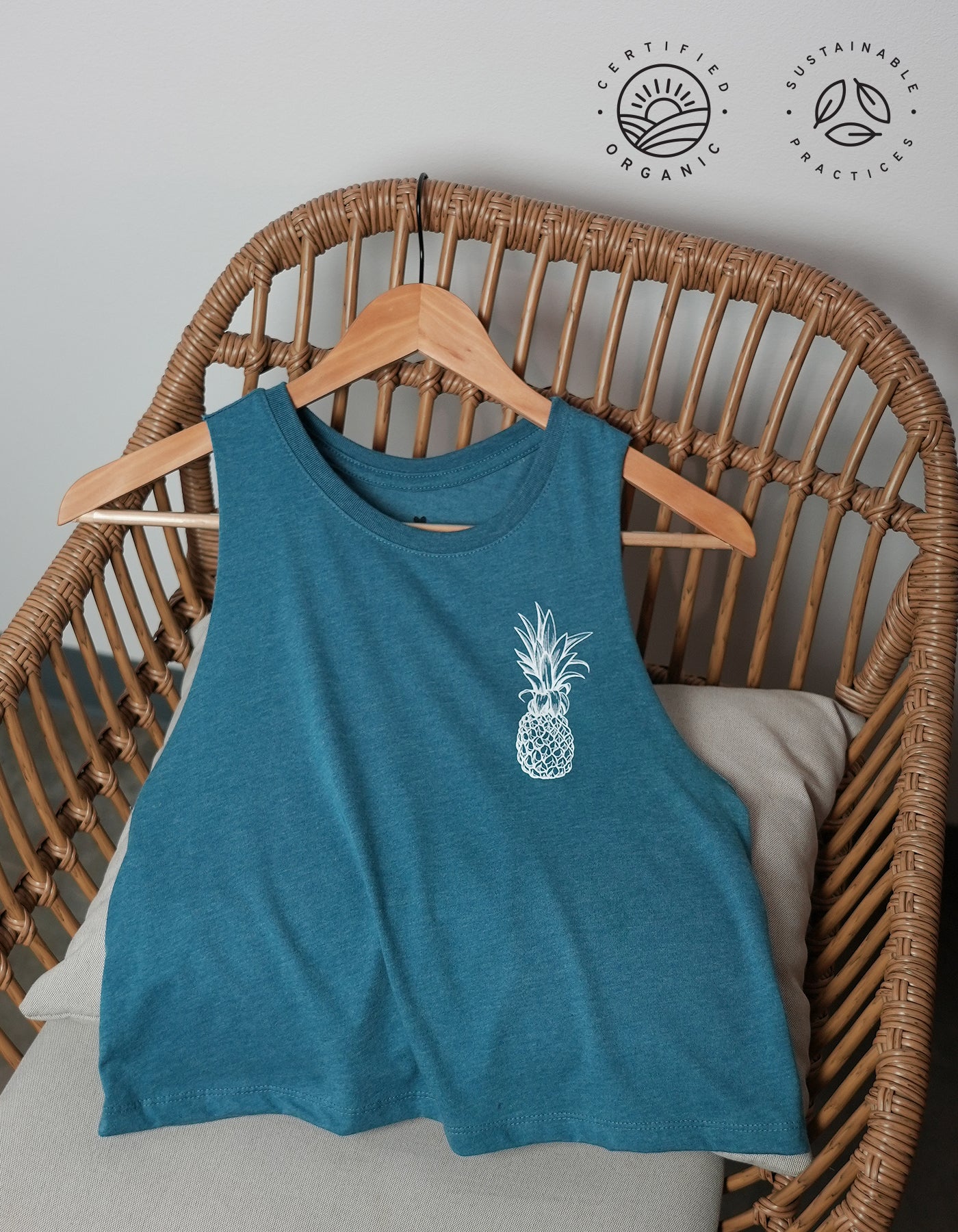 Love FItness Pineapple Logo Crop Top Deep Teal