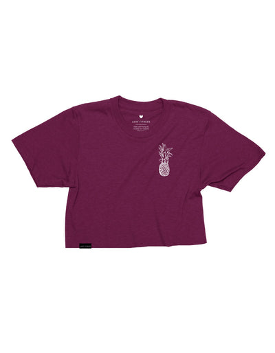 Pineapple Logo - Triblend Maroon Cropped Tee