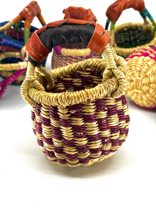 Mini Bolga Baskets, 3” - 4” Swahili Modern