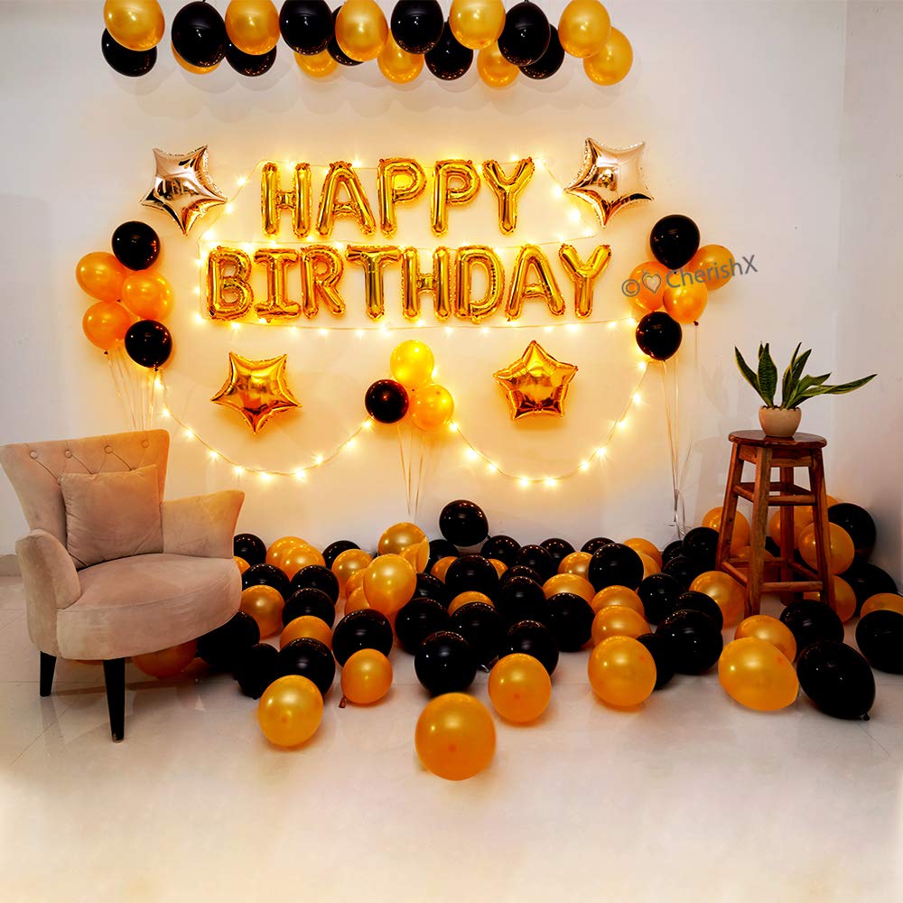Birthday Decoration Items Golden & Black – FrillX