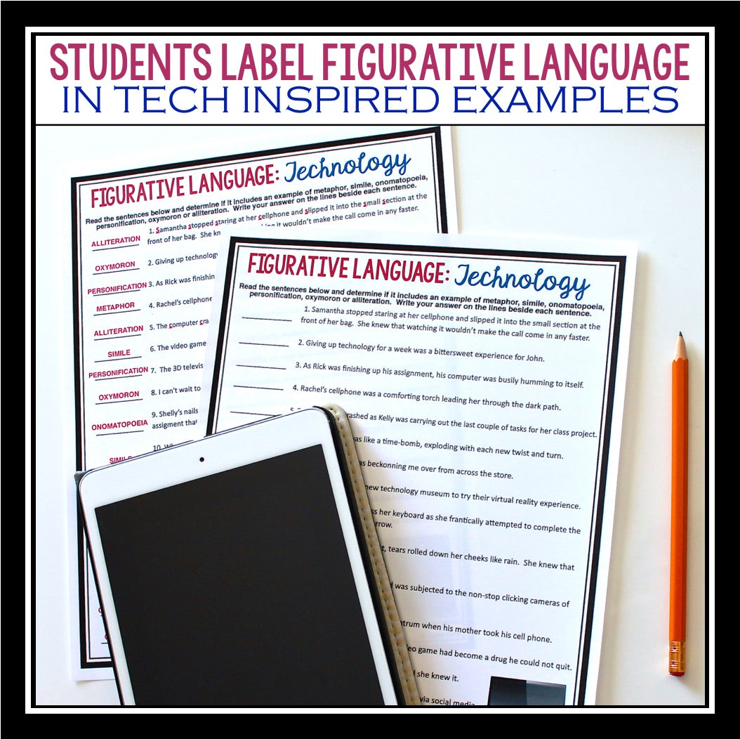 FIGURATIVE LANGUAGE ASSIGNMENT: TECHNOLOGY Pertaining To Figurative Language Worksheet 2 Answers