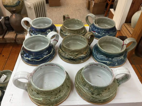 hand made pottery soup mugs