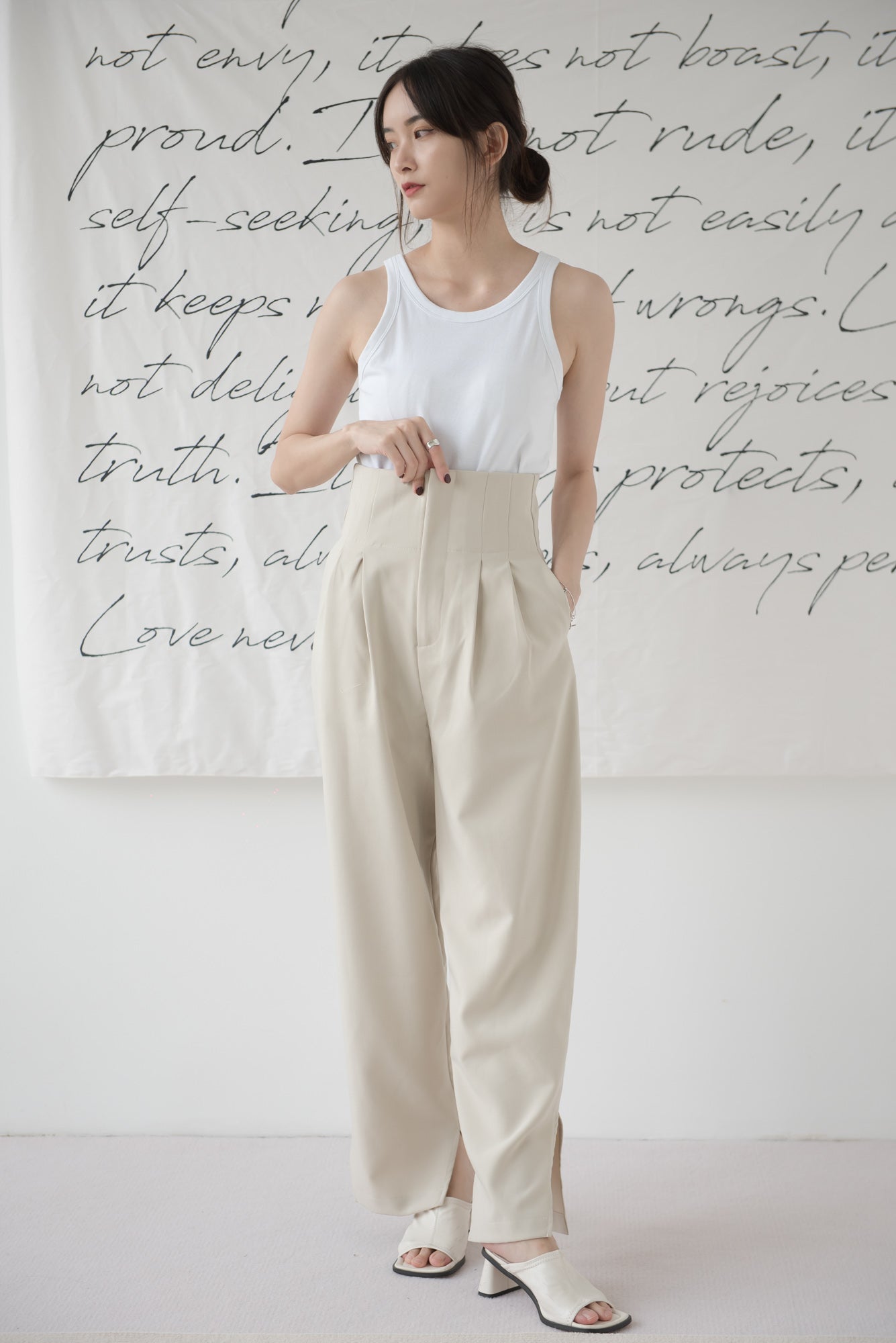 はこぽす対応商品】 ACUOD by CHANU Waist Buckle Wide Pants surplace