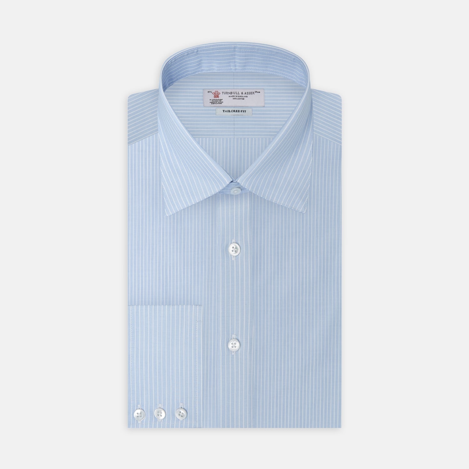 light blue dress shirt with white collar