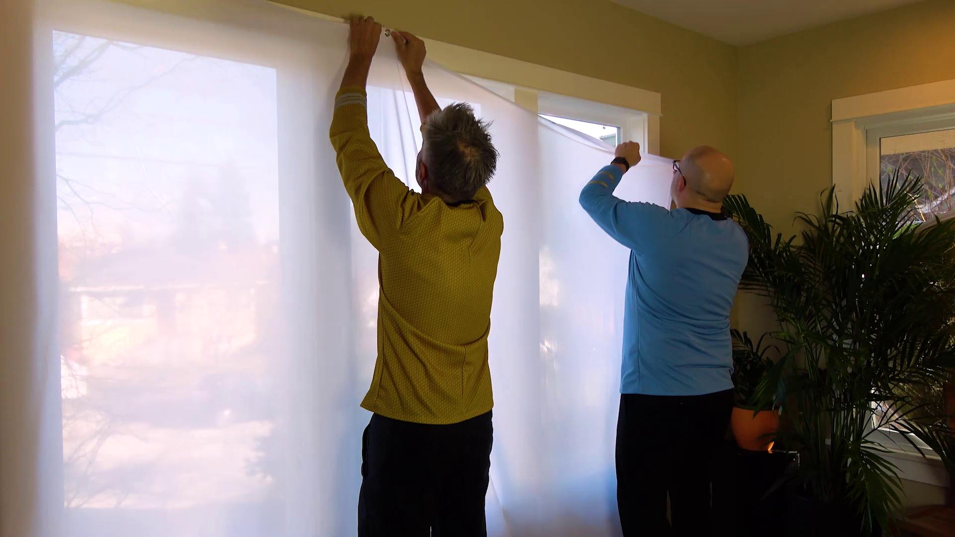 Enlist the help of your crew when hanging your Window Projection Material XL