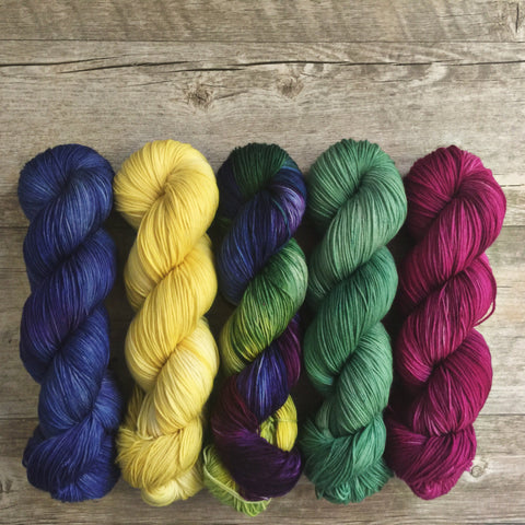 May flowers handdyed yarn Semisolid coordinating coloras