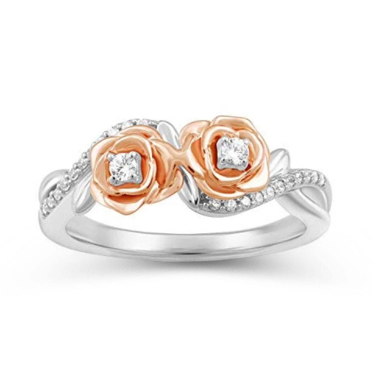 Disney Belle Inspired Rose Fashion Diamond Ring 1/6 CTTW