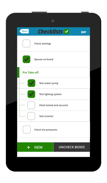 RV Pre-travel Checklist