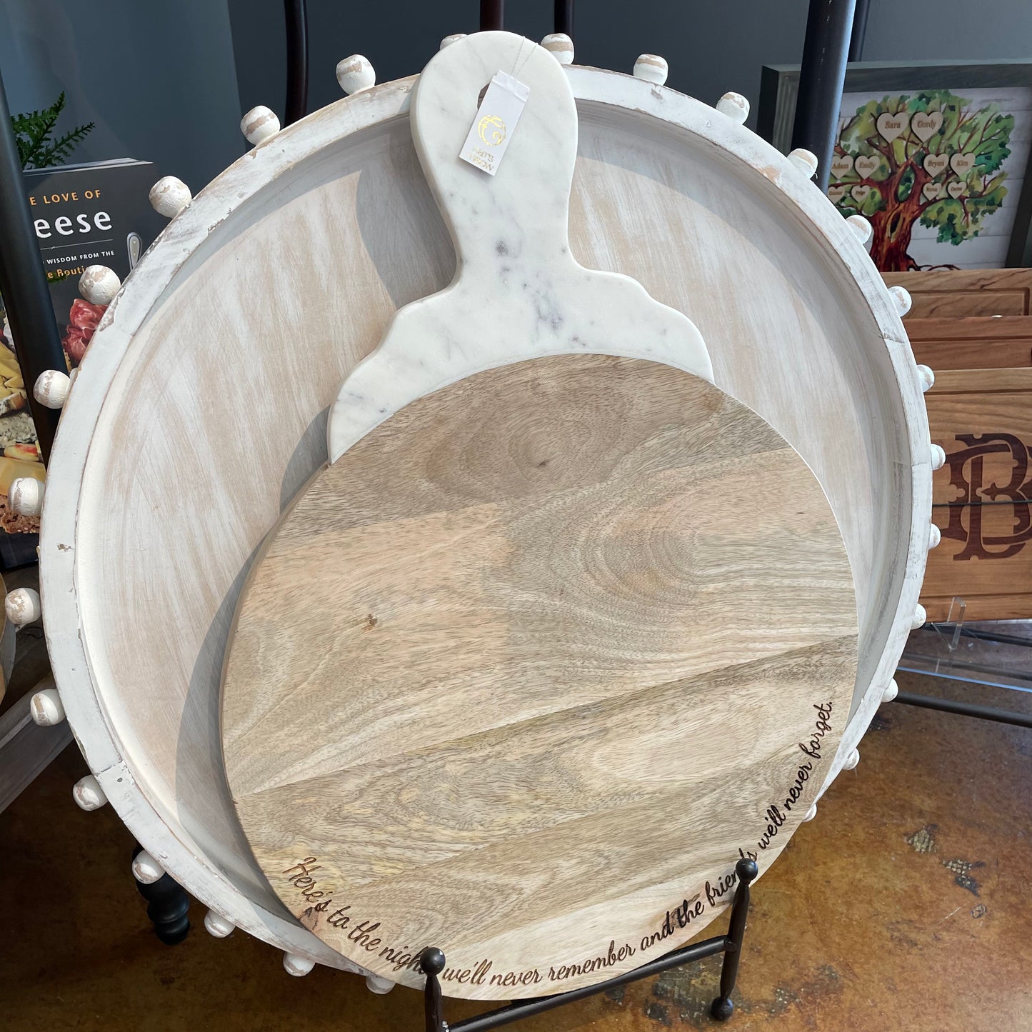 Personalized Wood Board w/Marble Carved Handle