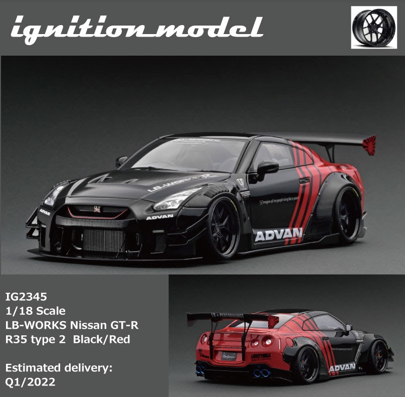 [Backorder] Ignition Model 1:18 LB-WORKS Nissan GT-R R35 type 2 Black/