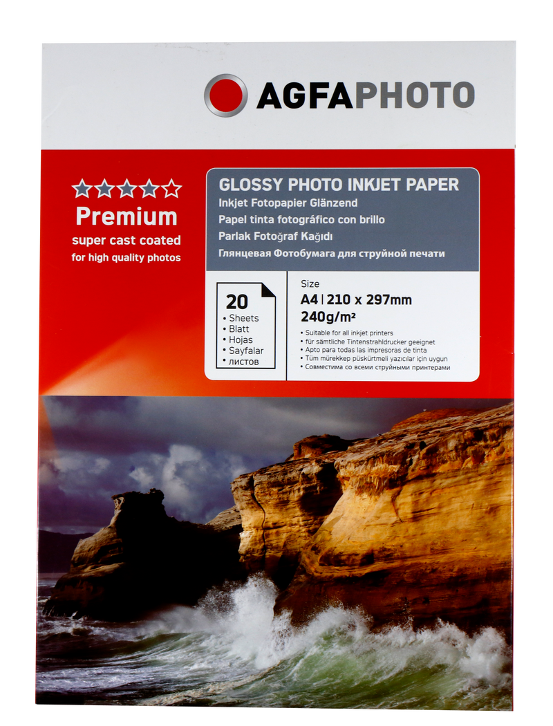 Agfa <br> A4-sized Glossy Photo Paper 240gsm, <br> 20 sheets