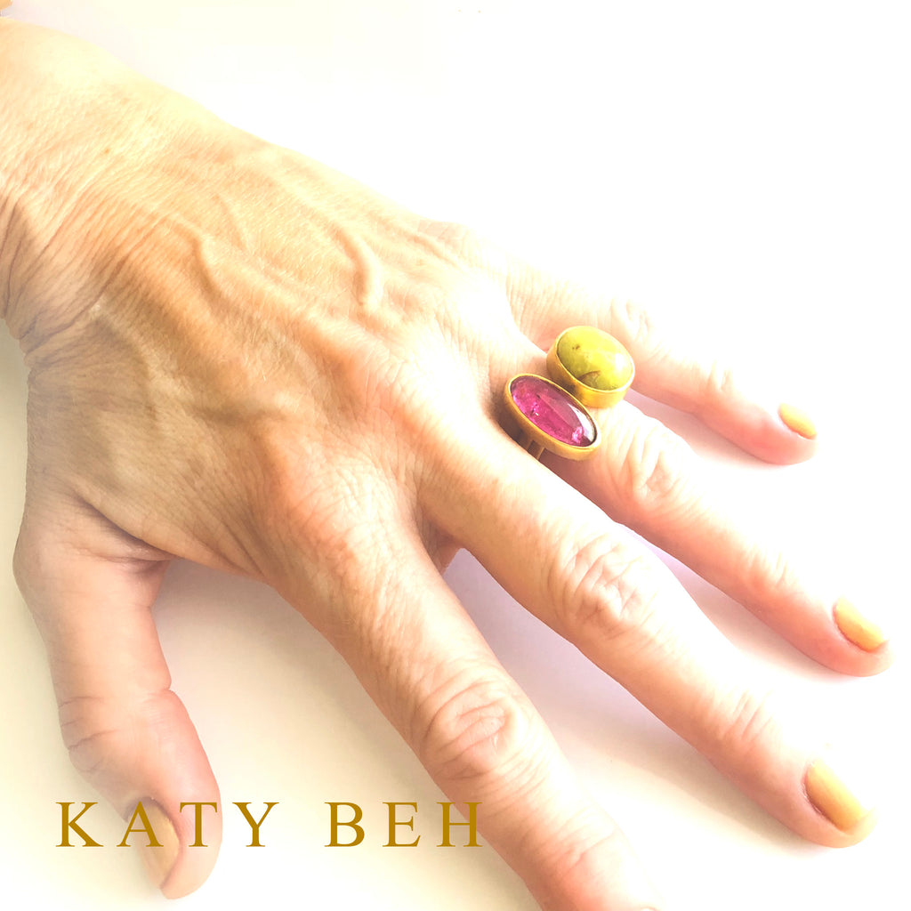 22k Gold Becca Rubellite Opal Ring Katy Beh Jewelry New Orleans