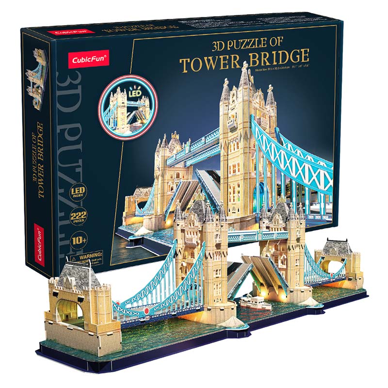 Ahuyentar Naturaleza Monarquía Puente de la Torre Cubicfun L531h Tower Bridge Deluxe LED Puzzle 3D