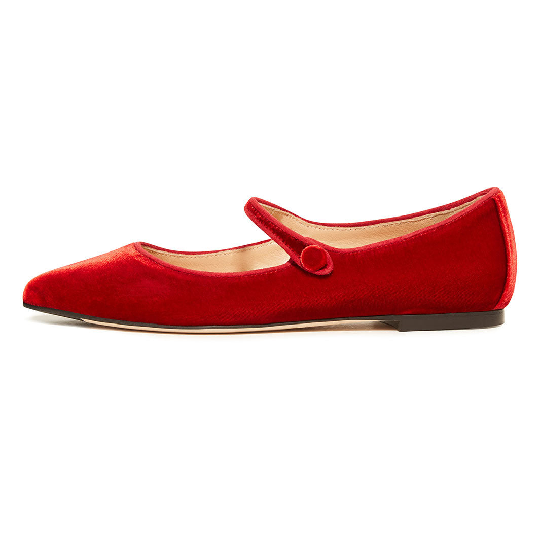 procedure Indtil Bliv klar Red Velvet Flat Shoes with matching sock | Mia Moltrasio